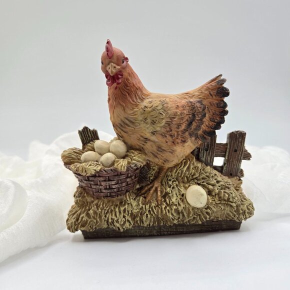 Farmhouse Hen with Eggs Figurine – Rustic Chicken Decor for Country Kitchen or C - Picture 1 of 7